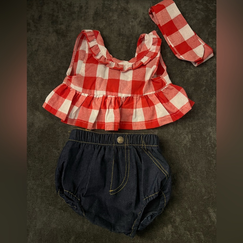 Baby girl red short 2 piece outfit